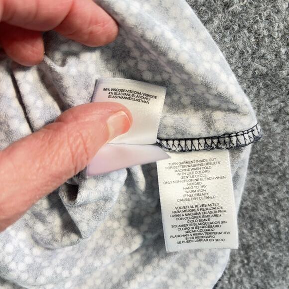 Jones New York Collection Blue White Houndstooth Viscose Stretch Tee Top M - Picture 6 of 10